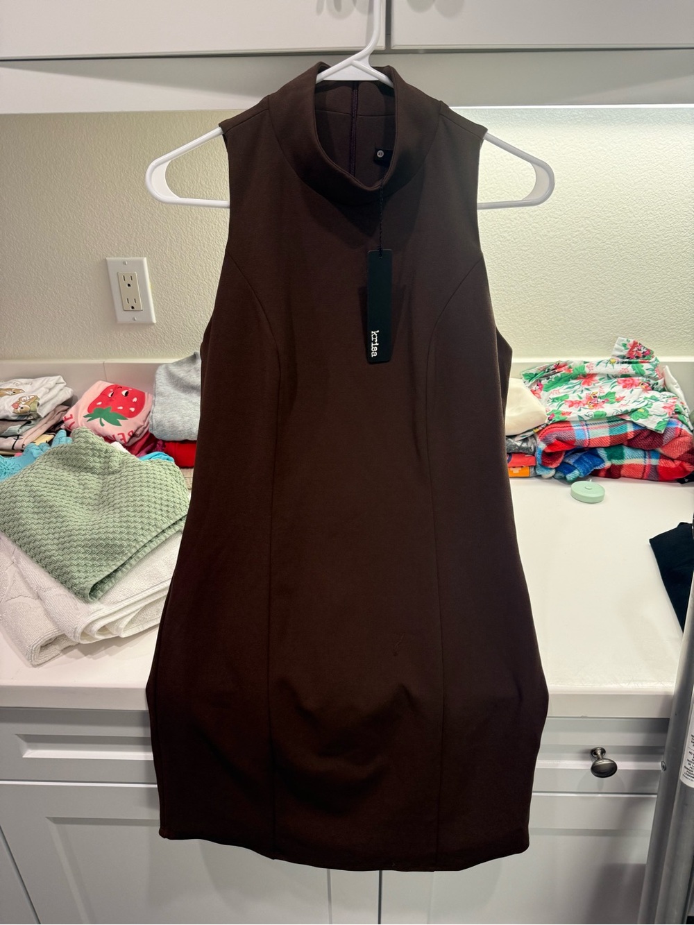 Brown Mock neck Krisa Dress